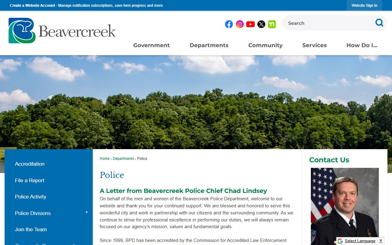 Beavercreek Police Department website for sex offender information