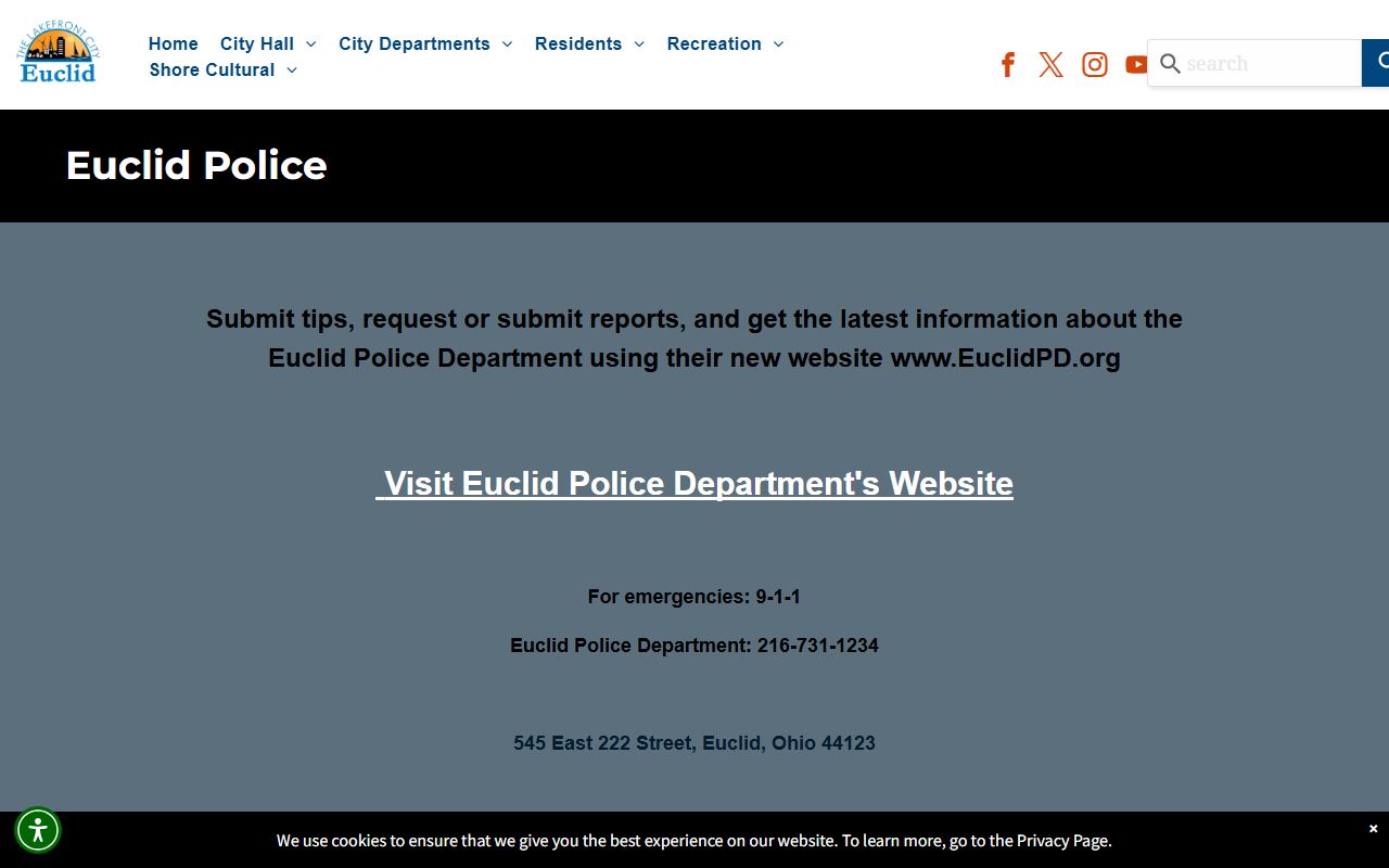 Euclid Police Department sex offender registry resources