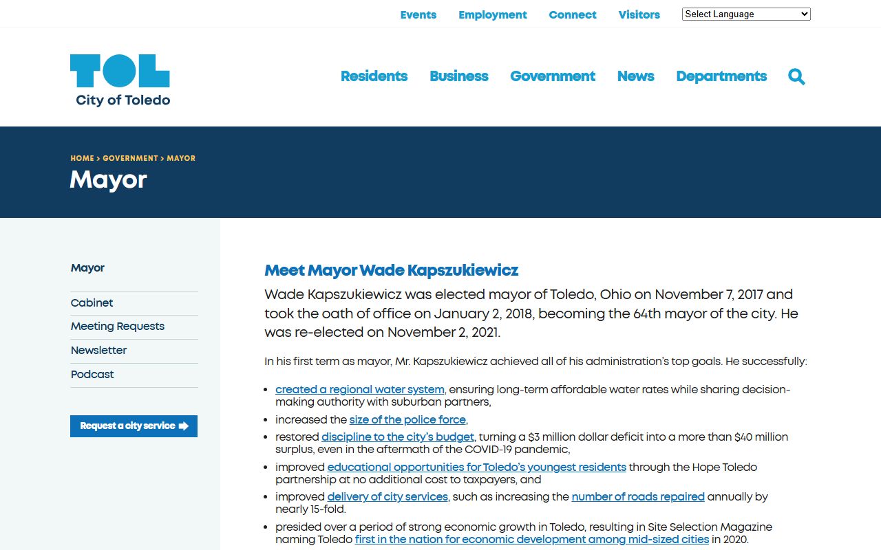 Toledo Mayor's Office sex offender registry resources