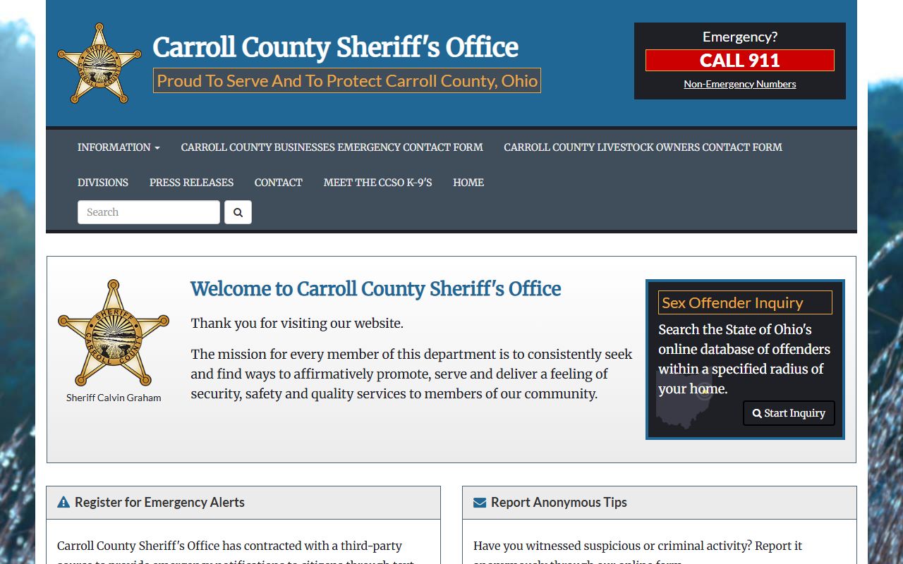 Carroll County Sheriff's Office website for sex offender registry information