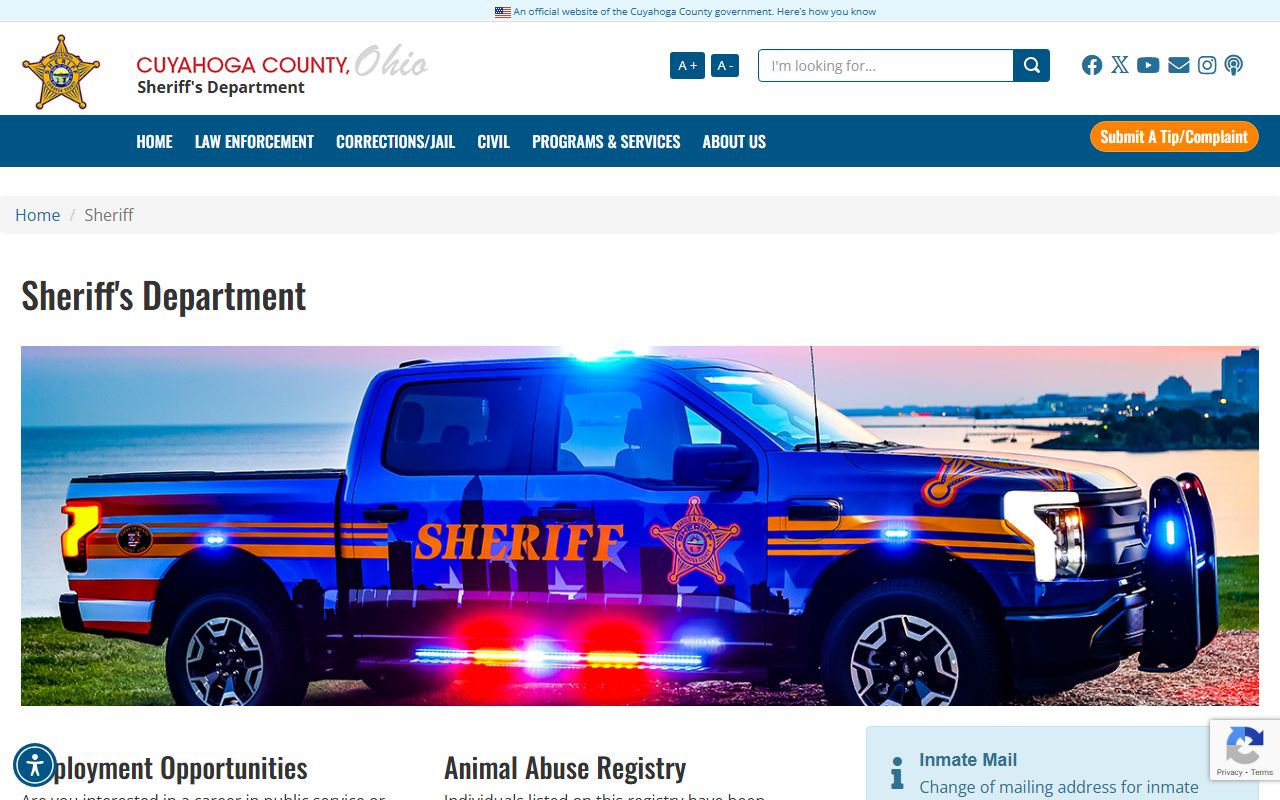 Cuyahoga County Sheriff sex offender registry portal