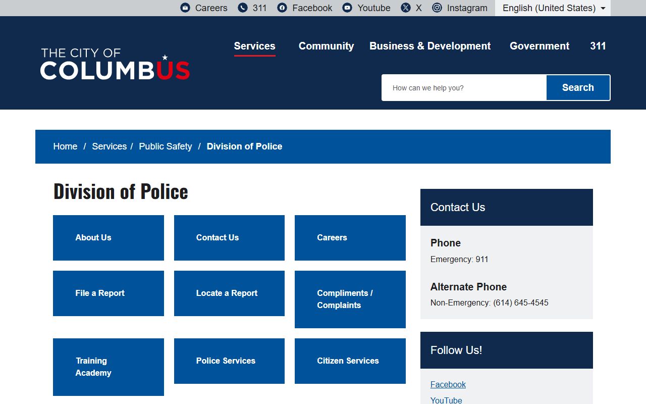 Columbus Division of Police website for Franklin County sex offender matters