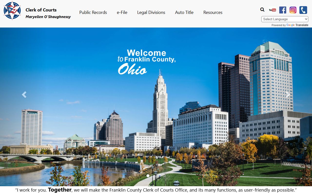 Franklin County Clerk of Courts case lookup portal