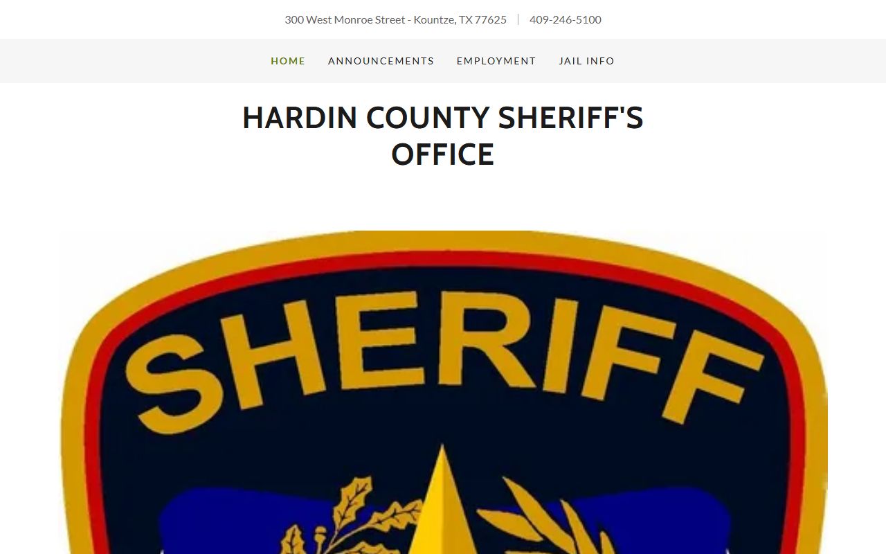 Hardin County Sheriff Office sex offender registry