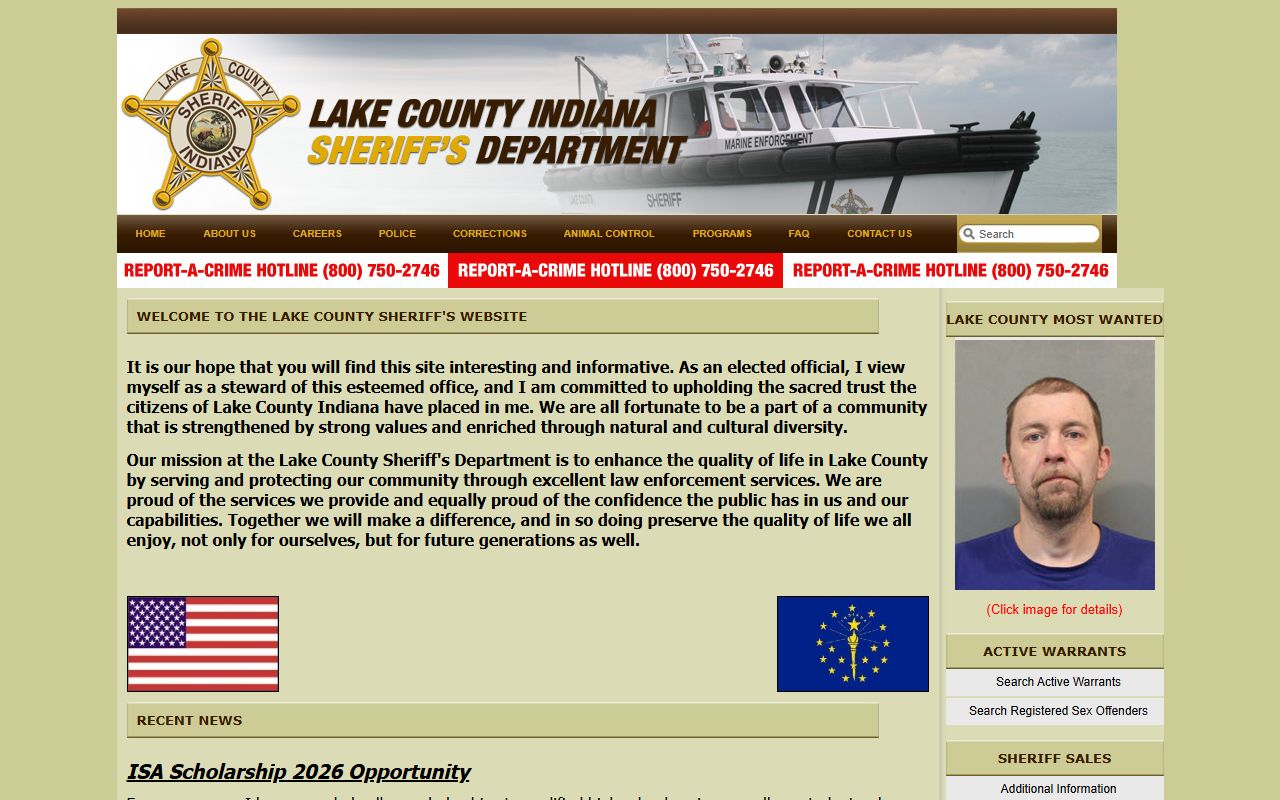 Lake County Sheriff website for sex offender registration and search
