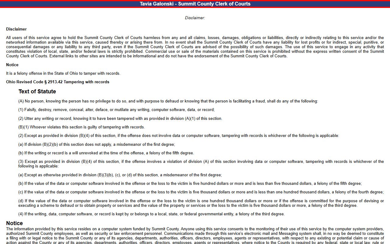 Summit County Clerk of Courts case search