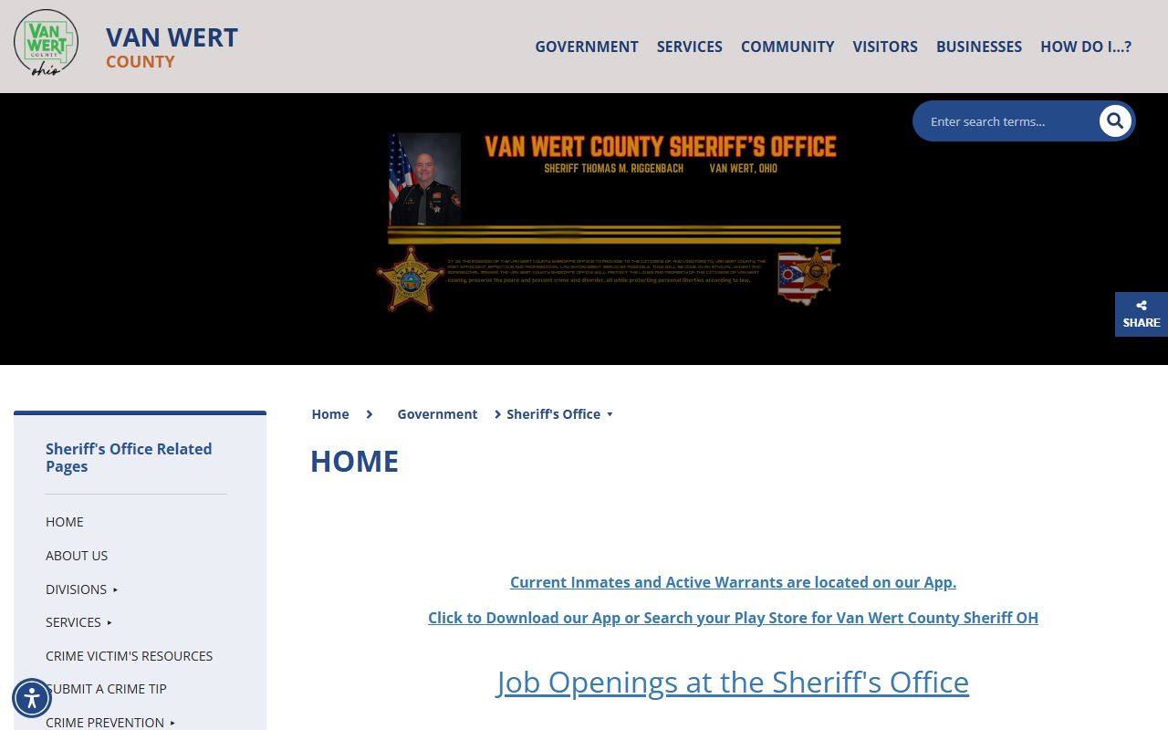 Van Wert County Sheriff sex offender registry